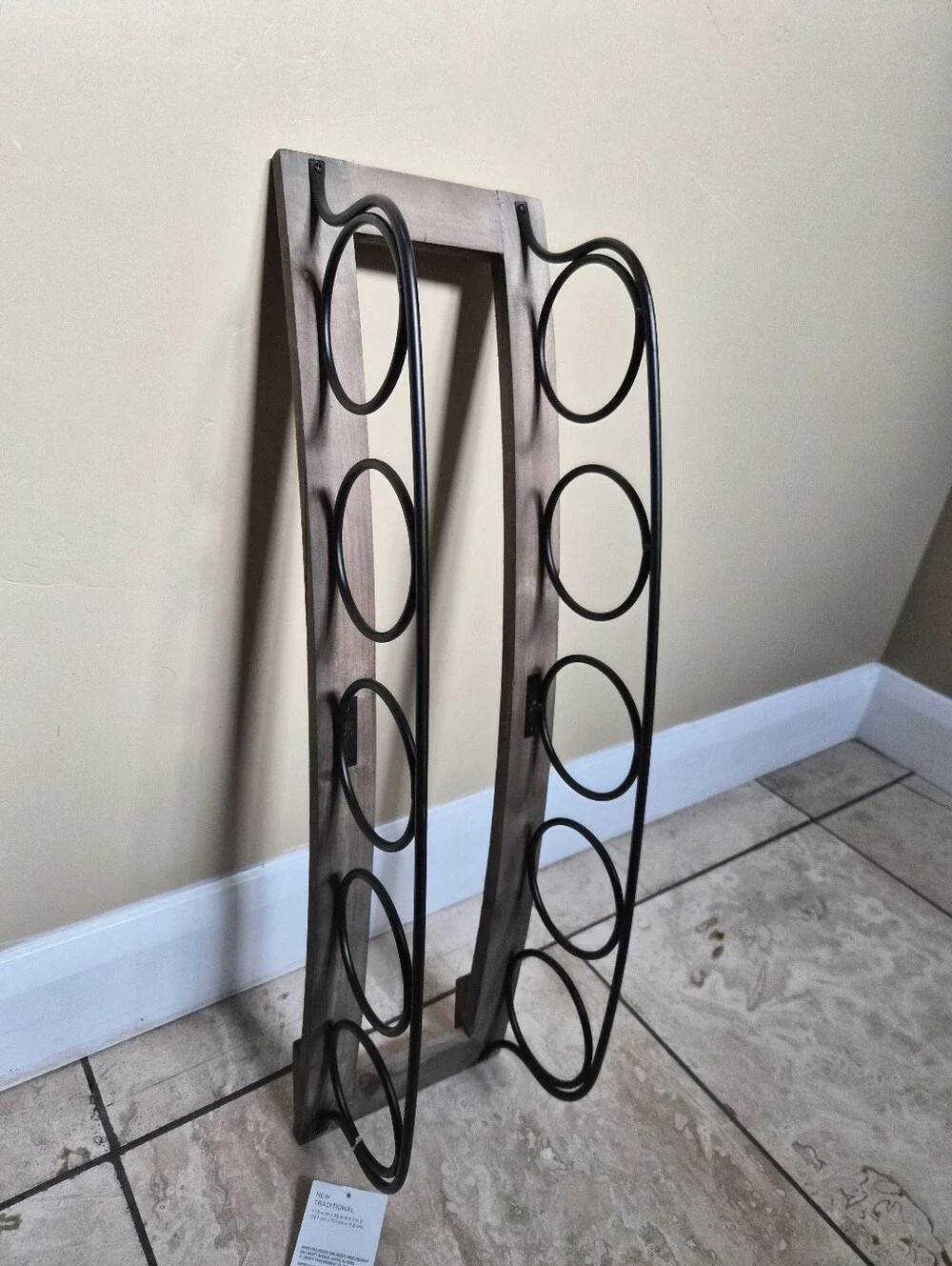 NWT Wall Décor Metal Wine Rack - Wood Finish
